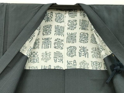 平和屋着物■男性 本場大島紬 アンサンブル 格子 正絹 逸品 DABC8035cm