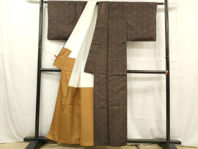 平和屋着物■上質な紬 抽象文様 正絹 逸品 DABC8043cm