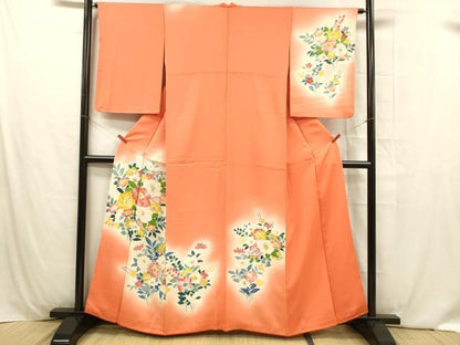 平和屋着物■訪問着 駒刺繍 草花文 暈し染め 金彩 正絹 逸品 DABC8058cm