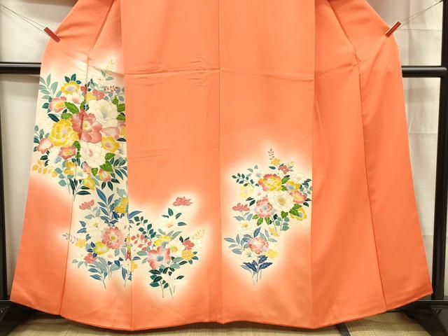 平和屋着物■訪問着 駒刺繍 草花文 暈し染め 金彩 正絹 逸品 DABC8058cm