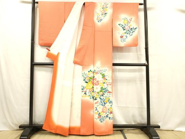 平和屋着物■訪問着 駒刺繍 草花文 暈し染め 金彩 正絹 逸品 DABC8058cm