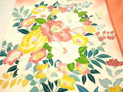 平和屋着物■訪問着 駒刺繍 草花文 暈し染め 金彩 正絹 逸品 DABC8058cm