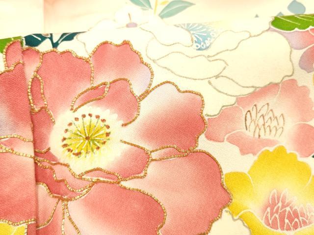 平和屋着物■訪問着 駒刺繍 草花文 暈し染め 金彩 正絹 逸品 DABC8058cm