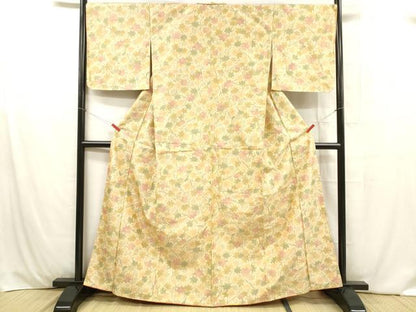 平和屋着物■上質な紬 枝葉文 正絹 逸品 DABC8073cm