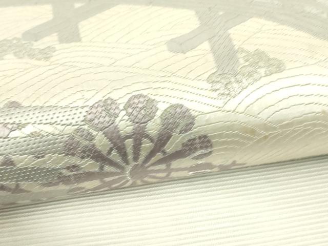 平和屋着物＊夏物 太鼓柄袋帯 総刺繍 渡橋水車文 銀糸 正絹 逸品 DABC8076cm