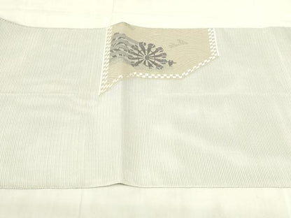 平和屋着物＊夏物 太鼓柄袋帯 総刺繍 渡橋水車文 銀糸 正絹 逸品 DABC8076cm