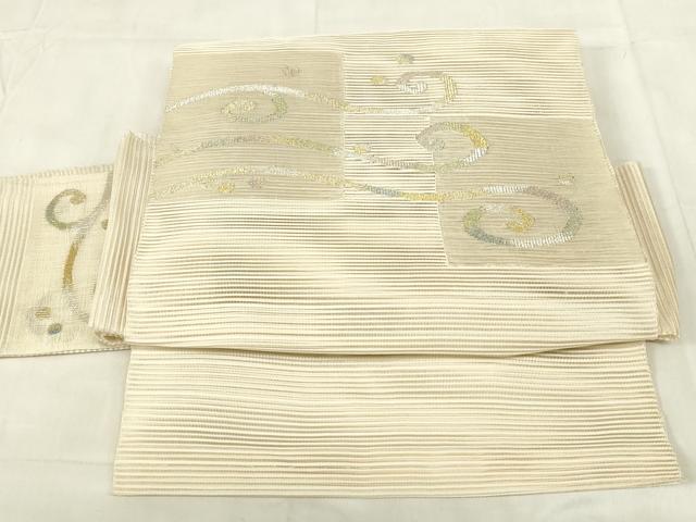平和屋着物＊夏物 絽綴れ つけ帯 流水文 金銀糸 正絹 逸品 DABC8078cm