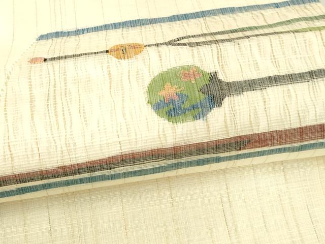 平和屋着物＊夏物　西陣　宮階織物謹製　九寸名古屋帯　蜻蛉花文　金銀糸　正絹　逸品　DABC8079cm 平和屋着物＊夏物 西陣 宮階織物謹製 九寸名古屋帯 蜻蛉花