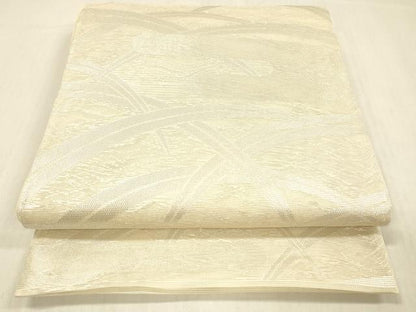平和屋着物＊夏物 六通柄袋帯 草葉文 銀糸 正絹 逸品 DABC8083cm