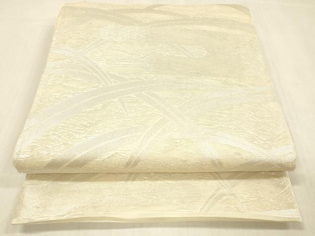 平和屋着物＊夏物 六通柄袋帯 草葉文 銀糸 正絹 逸品 DABC8083cm