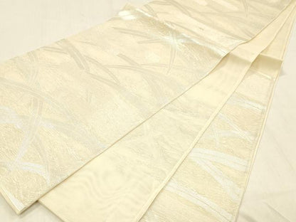 平和屋着物＊夏物 六通柄袋帯 草葉文 銀糸 正絹 逸品 DABC8083cm