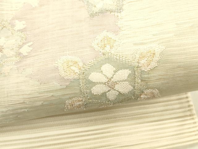 平和屋着物＊夏物 絽綴れ つけ帯 舞花文 金銀糸 正絹 逸品 DABC8084cm