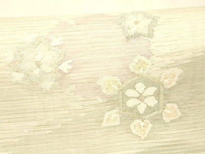 平和屋着物＊夏物 絽綴れ つけ帯 舞花文 金銀糸 正絹 逸品 DABC8084cm