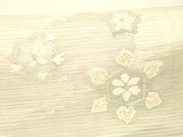 平和屋着物＊夏物 絽綴れ つけ帯 舞花文 金銀糸 正絹 逸品 DABC8084cm