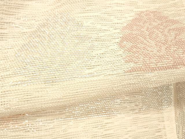 平和屋着物＊夏物 つけ帯 横段花文 銀糸 正絹 逸品 DABC8085cm