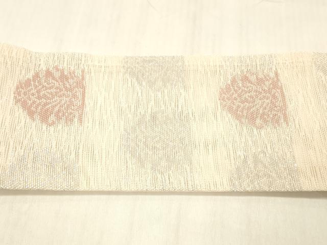 平和屋着物＊夏物 つけ帯 横段花文 銀糸 正絹 逸品 DABC8085cm