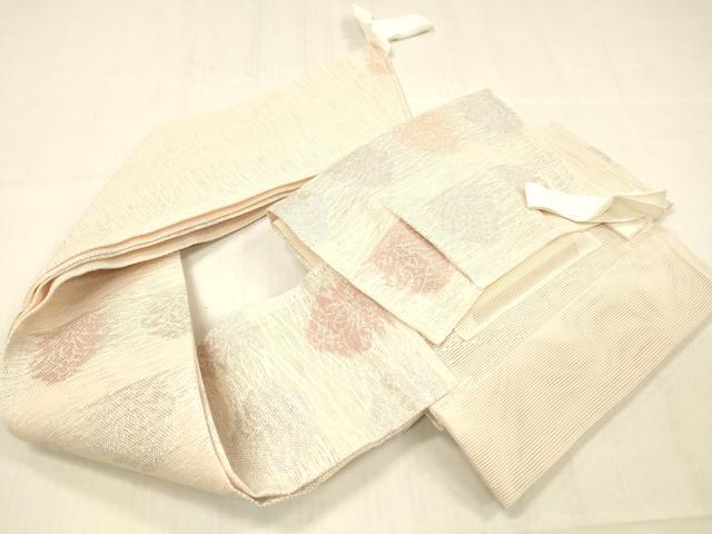 平和屋着物＊夏物 つけ帯 横段花文 銀糸 正絹 逸品 DABC8085cm