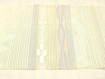 平和屋着物＊夏物 絽綴れ 八寸名古屋帯 横段文 金銀糸 正絹 逸品 DABC8086cm
