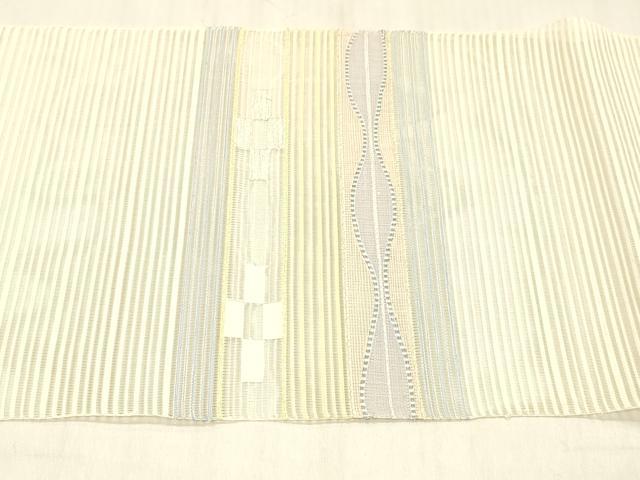 平和屋着物＊夏物 絽綴れ 八寸名古屋帯 横段文 金銀糸 正絹 逸品 DABC8086cm