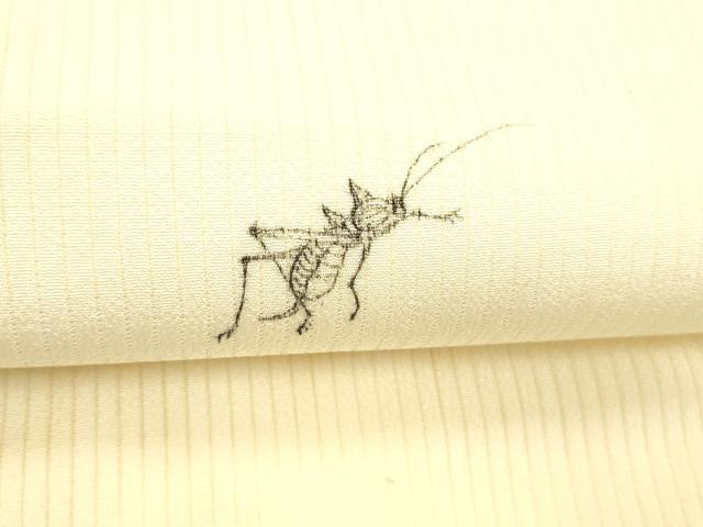 平和屋着物＊夏物 九寸名古屋帯 作家物 手描き 縦絽縮緬 夏虫 正絹 逸品 DABC8089cm