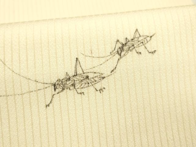 平和屋着物＊夏物 九寸名古屋帯 作家物 手描き 縦絽縮緬 夏虫 正絹 逸品 DABC8089cm