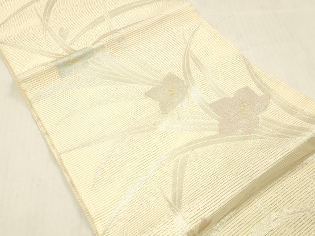 平和屋着物＊夏物 六通柄袋帯 草花文 金銀糸 正絹 逸品 DABC8090cm