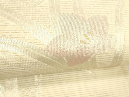 平和屋着物＊夏物 六通柄袋帯 草花文 金銀糸 正絹 逸品 DABC8090cm