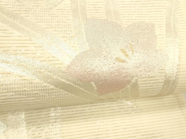 平和屋着物＊夏物 六通柄袋帯 草花文 金銀糸 正絹 逸品 DABC8090cm