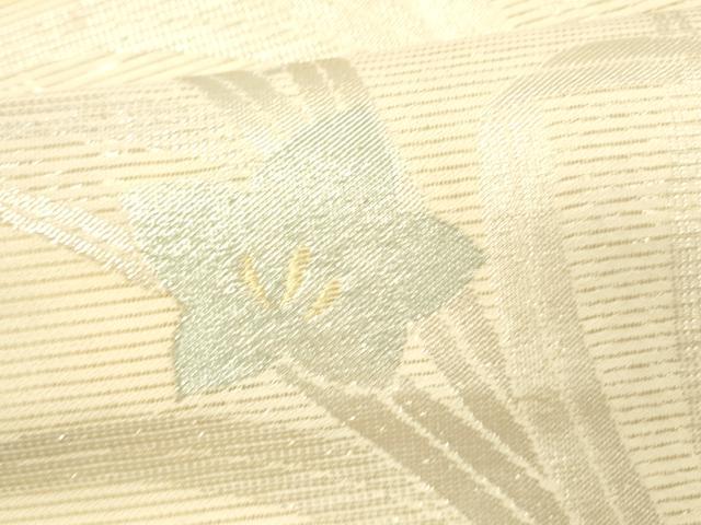 平和屋着物＊夏物 六通柄袋帯 草花文 金銀糸 正絹 逸品 DABC8090cm