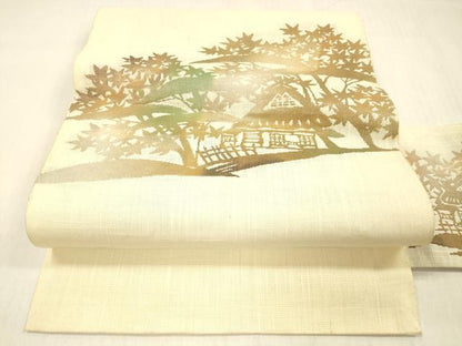 平和屋着物＊夏物 八寸名古屋帯 風景文 DABC8091cm