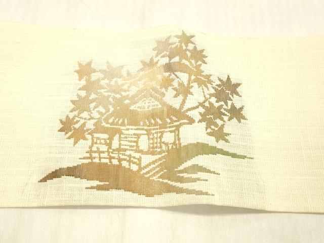平和屋着物＊夏物 八寸名古屋帯 風景文 DABC8091cm