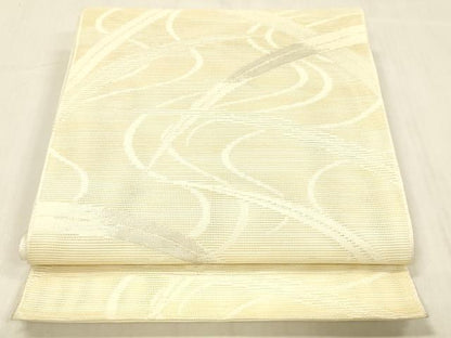 平和屋着物＊夏物 八寸名古屋帯 流水草葉文 銀糸 DABC8092cm