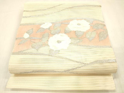 平和屋着物＊夏物 絽綴れ 八寸名古屋帯 枝花文 金銀糸 正絹 逸品 DABC8097cm