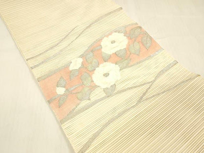 平和屋着物＊夏物 絽綴れ 八寸名古屋帯 枝花文 金銀糸 正絹 逸品 DABC8097cm