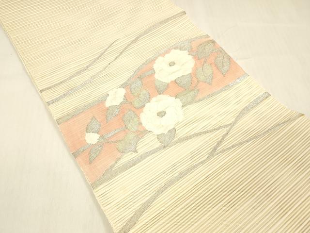 平和屋着物＊夏物 絽綴れ 八寸名古屋帯 枝花文 金銀糸 正絹 逸品 DABC8097cm