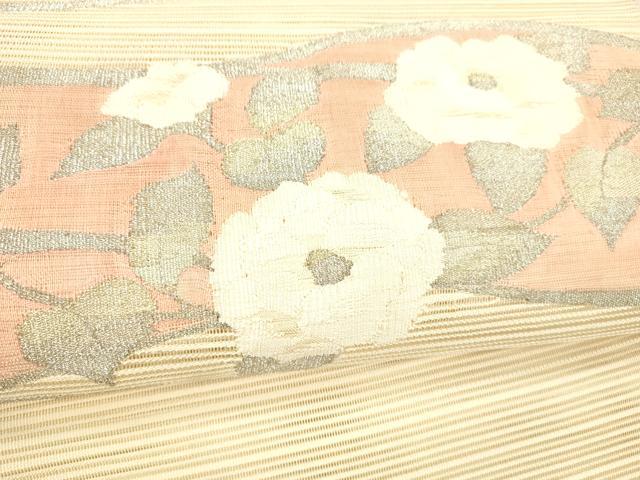 平和屋着物＊夏物 絽綴れ 八寸名古屋帯 枝花文 金銀糸 正絹 逸品 DABC8097cm