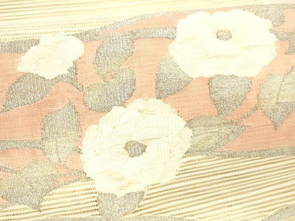 平和屋着物＊夏物 絽綴れ 八寸名古屋帯 枝花文 金銀糸 正絹 逸品 DABC8097cm