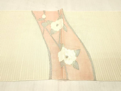 平和屋着物＊夏物 絽綴れ 八寸名古屋帯 枝花文 金銀糸 正絹 逸品 DABC8097cm