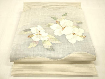 平和屋着物＊夏物 絽綴れ 八寸名古屋帯 舞花文 金銀糸 正絹 逸品 DABC8099cm