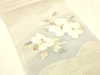 平和屋着物＊夏物 絽綴れ 八寸名古屋帯 舞花文 金銀糸 正絹 逸品 DABC8099cm