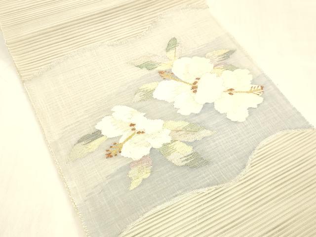 平和屋着物＊夏物 絽綴れ 八寸名古屋帯 舞花文 金銀糸 正絹 逸品 DABC8099cm