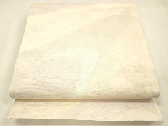 平和屋着物＊夏物 六通柄袋帯 地紙花文 銀糸 正絹 逸品 DABC8100cm