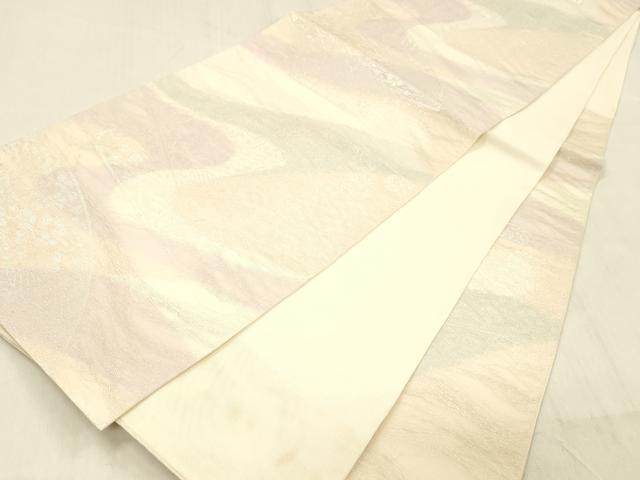 平和屋着物＊夏物 六通柄袋帯 地紙花文 銀糸 正絹 逸品 DABC8100cm
