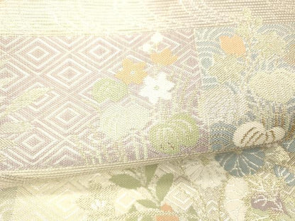 平和屋着物＊夏物 つけ帯 流水草花文 金銀糸 正絹 逸品 DABC8103cm