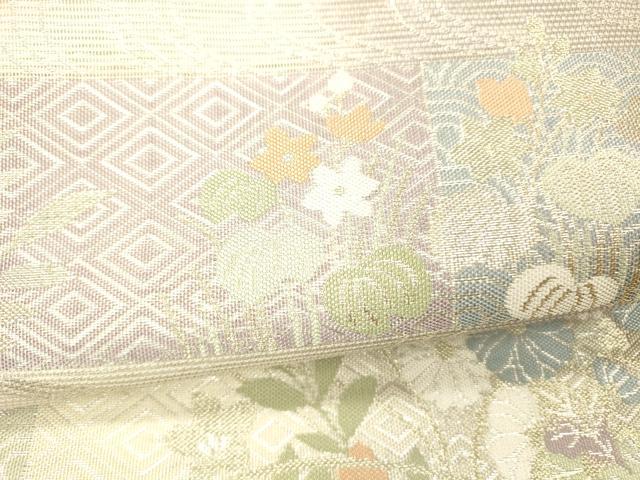 平和屋着物＊夏物 つけ帯 流水草花文 金銀糸 正絹 逸品 DABC8103cm