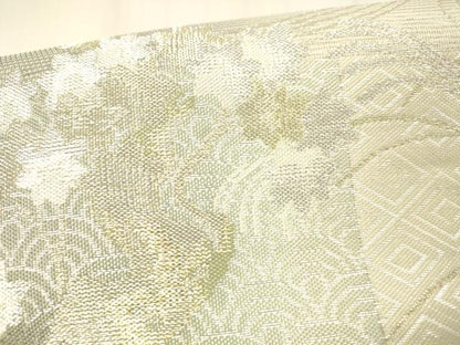 平和屋着物＊夏物 つけ帯 流水草花文 金銀糸 正絹 逸品 DABC8103cm