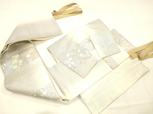 平和屋着物＊夏物 つけ帯 流水草花文 金銀糸 正絹 逸品 DABC8103cm