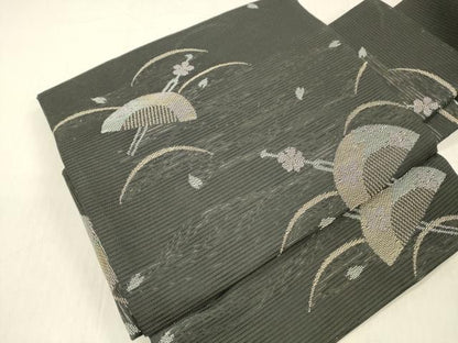 平和屋着物＊夏物 つけ帯 櫛 簪花文 黒地 DABC8105cm