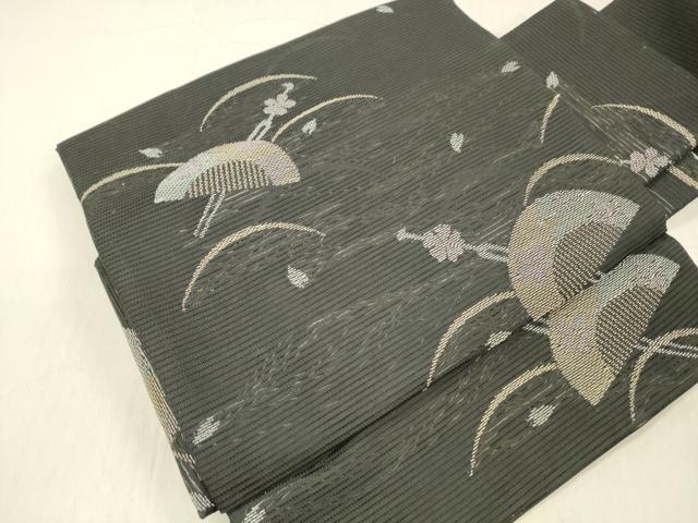平和屋着物＊夏物 つけ帯 櫛 簪花文 黒地 DABC8105cm