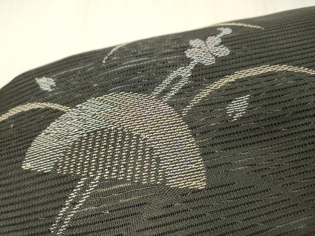 平和屋着物＊夏物 つけ帯 櫛 簪花文 黒地 DABC8105cm